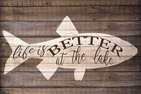 Life is Better at the Lake White Modern Wood Framed Art Print with Double Matting by Bailey, Ann