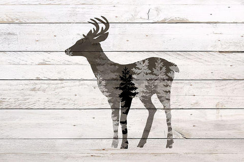 Deer 2 Black Ornate Wood Framed Art Print with Double Matting by Bailey, Ann