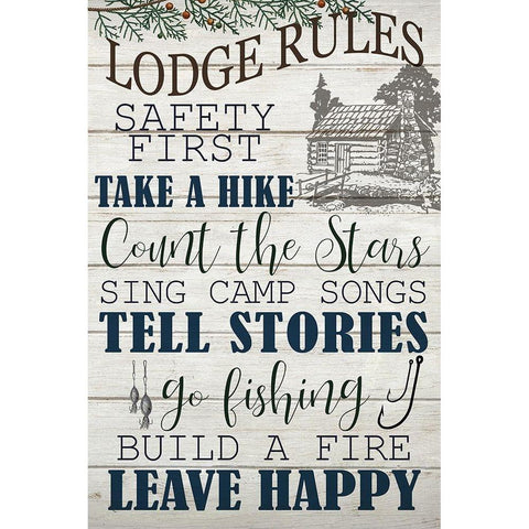 Lodge Rules Black Modern Wood Framed Art Print by Bailey, Ann