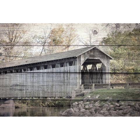 Covered Bridge White Modern Wood Framed Art Print by Bailey, Ann