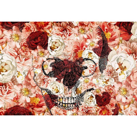 Skull Flowers White Modern Wood Framed Art Print by Bailey, Ann