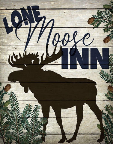 Lone Moose Inn Black Ornate Wood Framed Art Print with Double Matting by Bailey, Ann