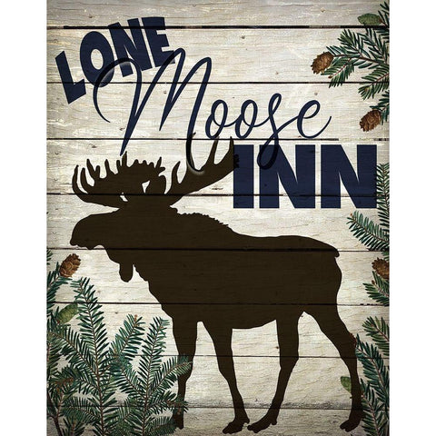 Lone Moose Inn Black Modern Wood Framed Art Print with Double Matting by Bailey, Ann