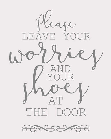 Leave Your Worries White Modern Wood Framed Art Print with Double Matting by Bailey, Ann