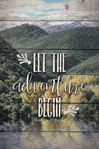 Let the Adventure White Modern Wood Framed Art Print with Double Matting by Bailey, Ann
