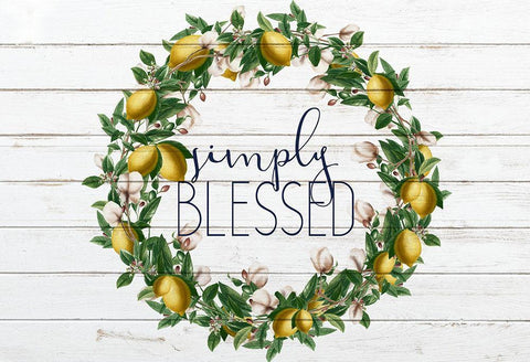 Simply Blessed Lemon Wreath Black Ornate Wood Framed Art Print with Double Matting by Bailey, Ann