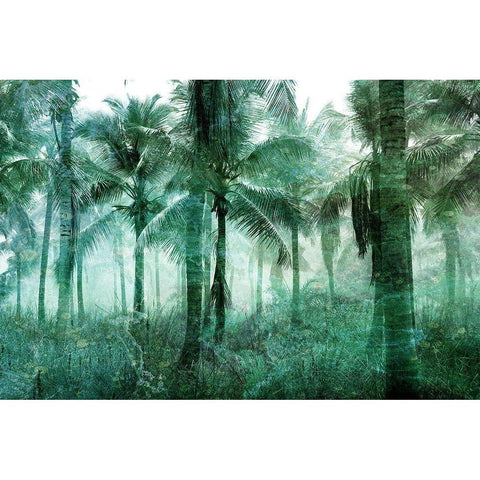 Palm Greens Black Modern Wood Framed Art Print with Double Matting by Bailey, Ann