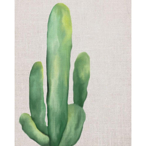 Linen Cactus 1 Black Modern Wood Framed Art Print with Double Matting by Bailey, Ann