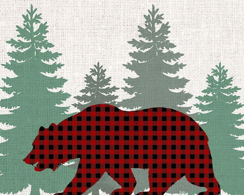 Bear Plaid White Modern Wood Framed Art Print with Double Matting by Bailey, Ann