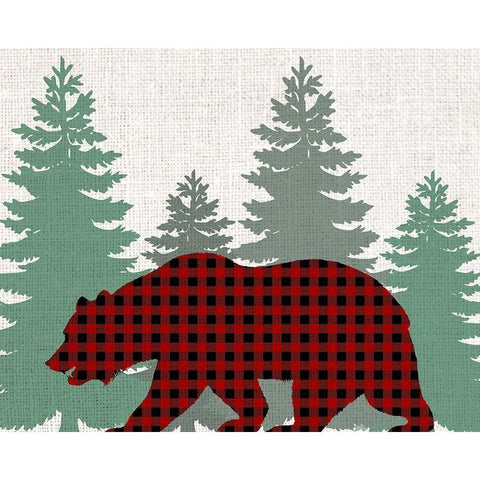 Bear Plaid Black Modern Wood Framed Art Print by Bailey, Ann
