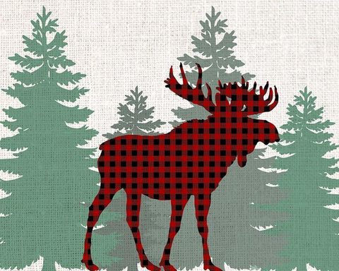 Moose Plaid White Modern Wood Framed Art Print with Double Matting by Bailey, Ann