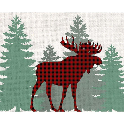 Moose Plaid Black Modern Wood Framed Art Print by Bailey, Ann