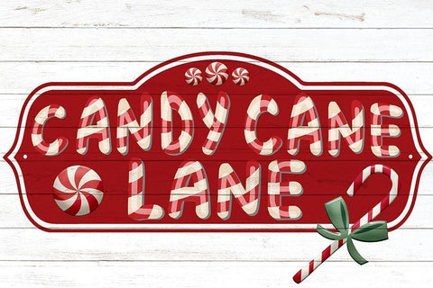 Candy Cane Lane White Modern Wood Framed Art Print with Double Matting by Bailey, Ann