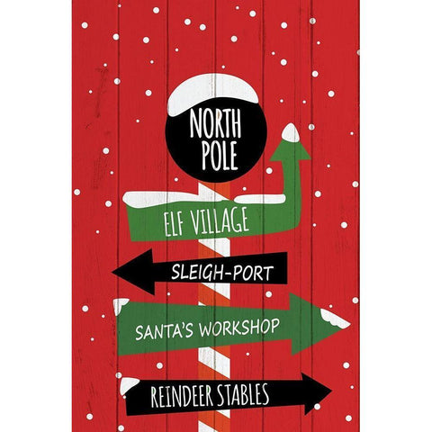 North Pole Sign Gold Ornate Wood Framed Art Print with Double Matting by Bailey, Ann