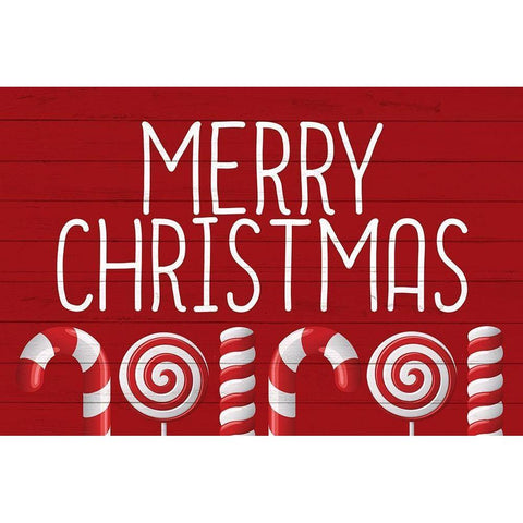 Merry Christmas Canes Gold Ornate Wood Framed Art Print with Double Matting by Bailey, Ann