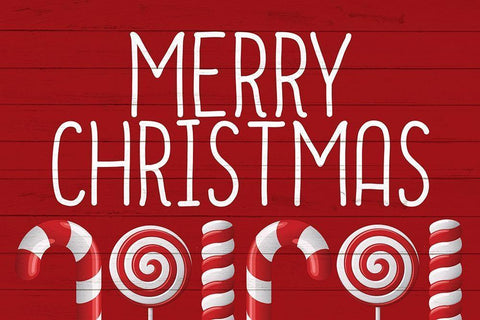 Merry Christmas Canes White Modern Wood Framed Art Print with Double Matting by Bailey, Ann