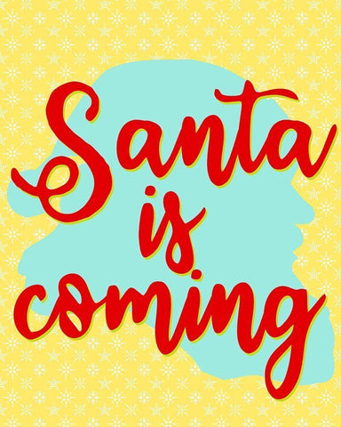 Santa is Coming White Modern Wood Framed Art Print with Double Matting by Bailey, Ann