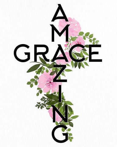 Amazing Grace White Modern Wood Framed Art Print with Double Matting by Bailey, Ann