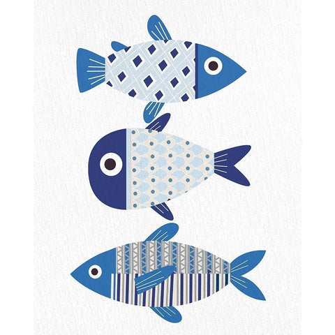Blue Fish 2 Black Modern Wood Framed Art Print with Double Matting by Bailey, Ann