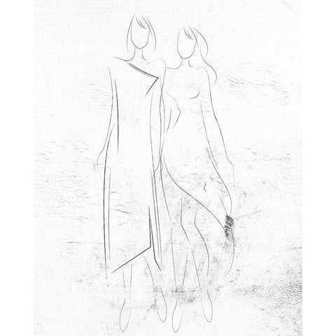 Fashion Sketch 2 White Modern Wood Framed Art Print by Bailey, Ann