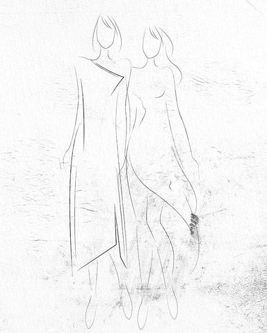 Fashion Sketch 2 White Modern Wood Framed Art Print with Double Matting by Bailey, Ann