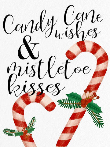 Candy Cane Wishes White Modern Wood Framed Art Print with Double Matting by Bailey, Ann