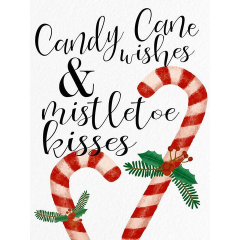Candy Cane Wishes Black Modern Wood Framed Art Print by Bailey, Ann