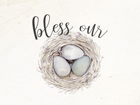 Bless Our Nest Black Ornate Wood Framed Art Print with Double Matting by Bailey, Ann