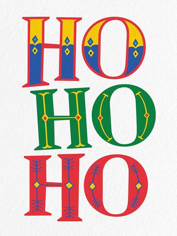 Ho Ho Ho White Modern Wood Framed Art Print with Double Matting by Bailey, Ann