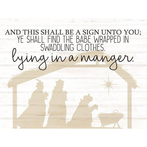 Lying In A Manger Gold Ornate Wood Framed Art Print with Double Matting by Bailey, Ann