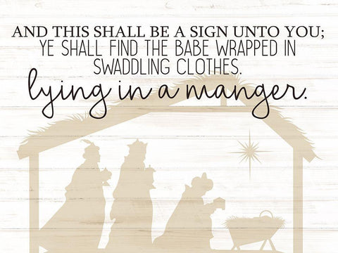 Lying In A Manger Black Ornate Wood Framed Art Print with Double Matting by Bailey, Ann