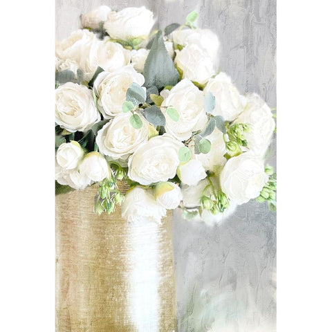 White Roses White Modern Wood Framed Art Print by Bailey, Ann