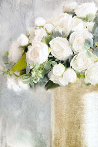 White Roses 2 White Modern Wood Framed Art Print with Double Matting by Bailey, Ann