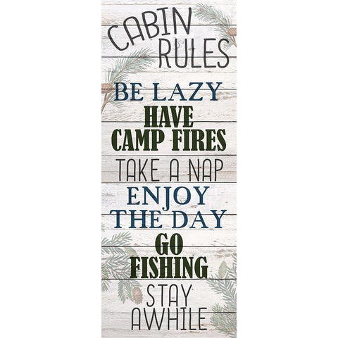 Cabin Rules Gold Ornate Wood Framed Art Print with Double Matting by Bailey, Ann