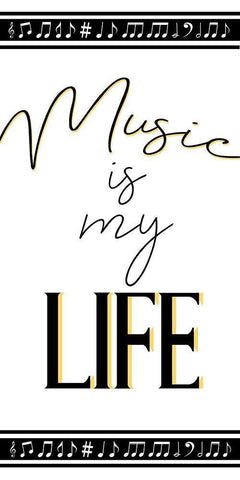 Music is My Life 1 Black Ornate Wood Framed Art Print with Double Matting by Bailey, Ann