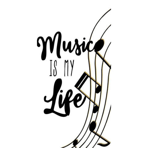 Music is My Life 2 Black Modern Wood Framed Art Print with Double Matting by Bailey, Ann