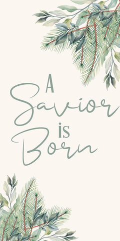 A Savior Is Born White Modern Wood Framed Art Print with Double Matting by Bailey, Ann