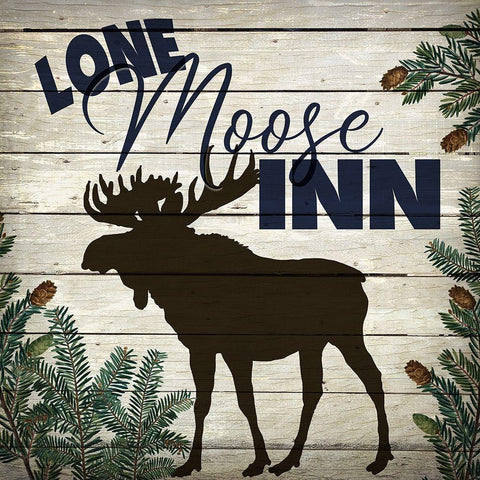 Lone Moose Inn Black Ornate Wood Framed Art Print with Double Matting by Bailey, Ann