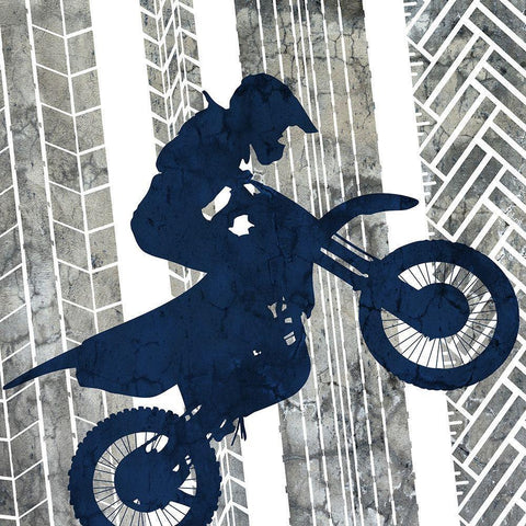 Motocross 1 White Modern Wood Framed Art Print by Bailey, Ann