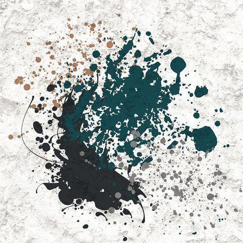 Splatter Square 1 Black Modern Wood Framed Art Print by Bailey, Ann