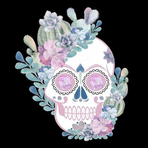 Succulent Skull Black Ornate Wood Framed Art Print with Double Matting by Bailey, Ann