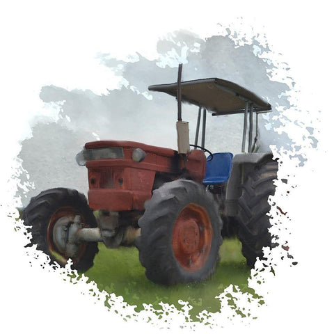 Tractor Splash Black Ornate Wood Framed Art Print with Double Matting by Bailey, Ann