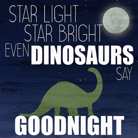 Dinosaurs Say Goodnight White Modern Wood Framed Art Print by Bailey, Ann