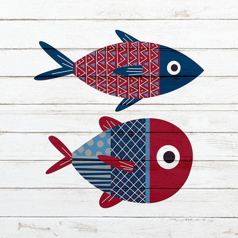 Americana Fish 1 Black Modern Wood Framed Art Print with Double Matting by Bailey, Ann