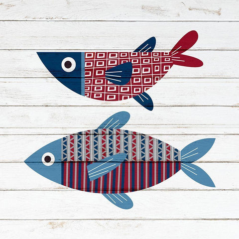 Americana Fish 2 Black Modern Wood Framed Art Print with Double Matting by Bailey, Ann