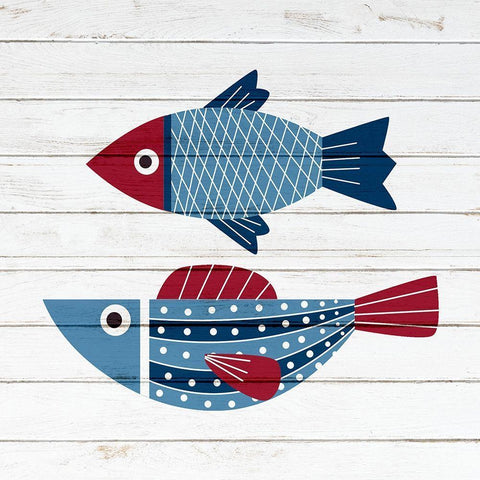 Americana Fish 4 Black Ornate Wood Framed Art Print with Double Matting by Bailey, Ann