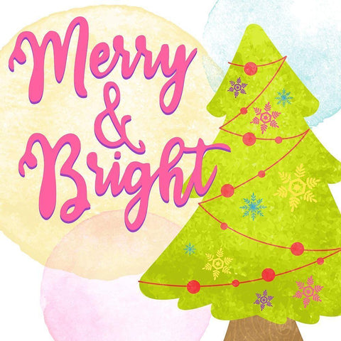 Merry and Bright White Modern Wood Framed Art Print with Double Matting by Bailey, Ann