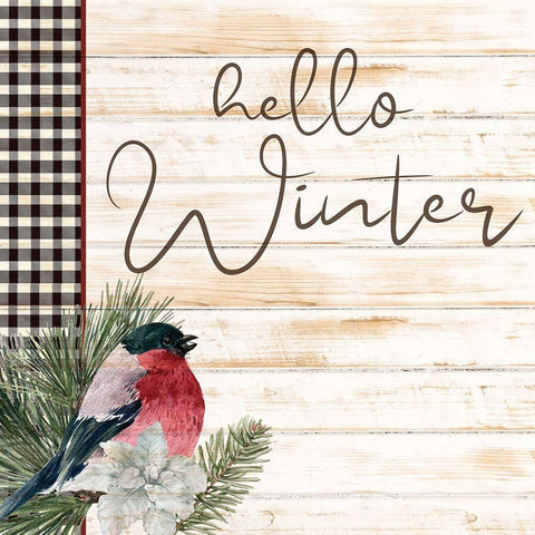 Hello Winter Black Modern Wood Framed Art Print by Bailey, Ann