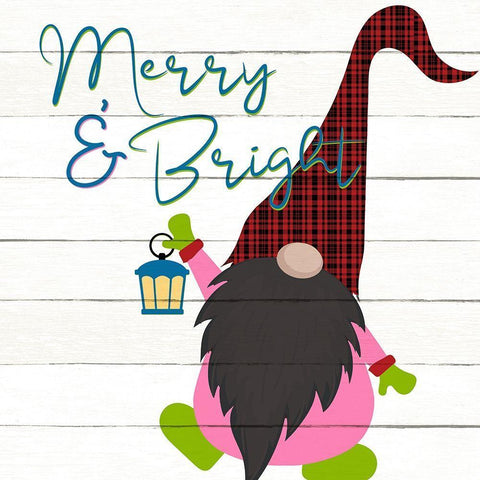 Merry and Bright Gnome Black Ornate Wood Framed Art Print with Double Matting by Bailey, Ann