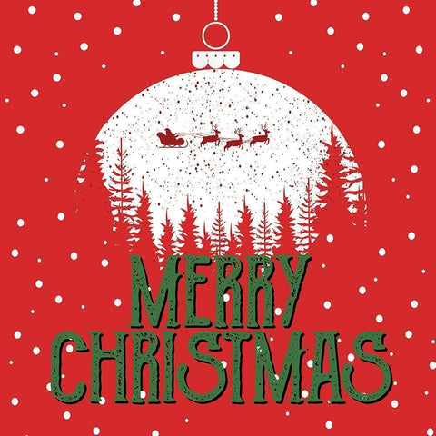 Merry Christmas Ornament Black Ornate Wood Framed Art Print with Double Matting by Bailey, Ann